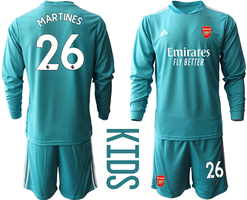 Youth 2020-2021 club Arsenal blue long sleeved Goalkeeper #26 Soccer Jerseys
